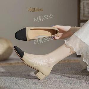여성 통굽 구두 투톤 배색 승무원 발편한 면접 정장 여자 편한 유니화 펌프스 티류으스