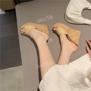 13cm 여성 가보시 통굽 웨지 샌들 슬리퍼 2컬러