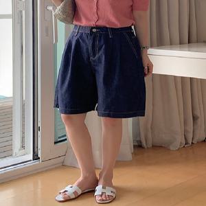 로스 핀턱 데님 5부 반바지 (one color) ‘이염NO!논페이드데님’