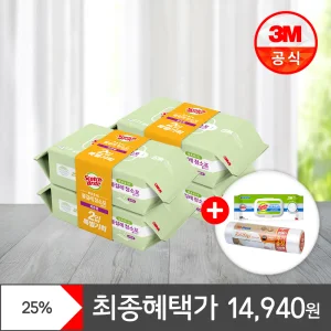 [혜택가14,940원+카드할인][3M] 베이직 물걸레청소포 40매X4팩 (160매)/ 물걸레청소포