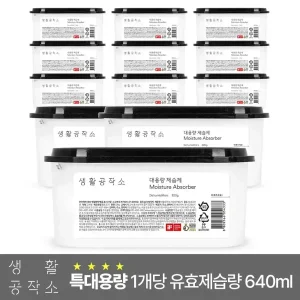 [내일도착]생활공작소 NEW 특대용량 제습제 640ml(320g)X12개