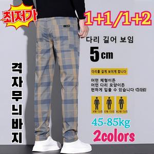 1+1/1+2 남성용 캐주얼 체크무늬 6포켓 스판 스트 팬츠 남성 고탄력 자가드 6포켓 072