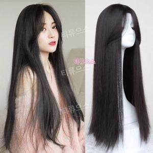 긴머리가발 긴생머리 블랙 여신 패션 가발 자연스러운 검정 고열사 통가발티류으스
