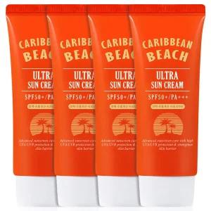 캐리비안비치 톤업 저자극 선크림 60ml 4개 대용량 자외선차단제 얼굴 바디 썬크림