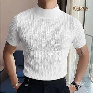 남성 반팔 반목티 니트 폴라티 반목 목폴라티 반폴라 티류으스
