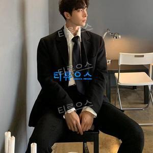티류으스 블랙 여름장례식복장 세트 남성 남자 상복 빅사이즈 슈트 검정 블랙수트 캐주