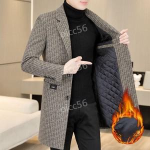 남자 반코트 모직 겨울 트렌치 정장 캐주얼 비지니스 하프코트