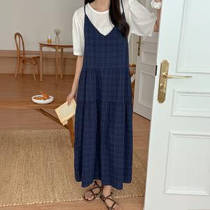 히핀 체크 나시 롱 원피스 82611 빅사이즈 여성의류
