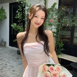 (저렴이비교불가/휴양지룩/바캉스룩) 엔젤 코튼 셔링 플레어 뷔스티에 롱 원피스 여름
