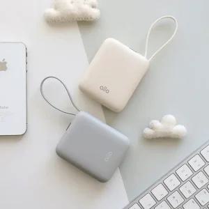 [2개] 알로코리아 큐브 미니 초고속충전 일체형 보조배터리 35W 10000mAh 1001PPS
