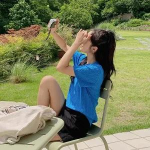 스윈츠 오픈카라 케이블 반팔 니트티 (비스코스65%)