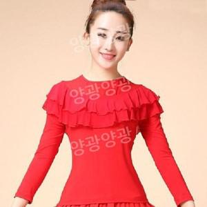 여성 스포츠 댄스 라틴 무용 춤 연습 상의 댄스복 라운드 라틴댄스 의상 여성플라자 무