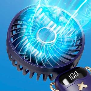 6단 풍속 목걸이 휴대용 핸디 LED 선풍기 초강력 회전 풍력 컴팩트 공기정화 거치 손풍