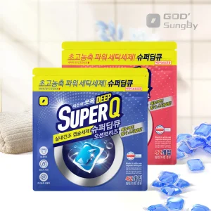 슈퍼딥큐 고농축 오션브리즈42개입+플라워코튼42개입 캡슐세제 대용량 세탁세제 실내건