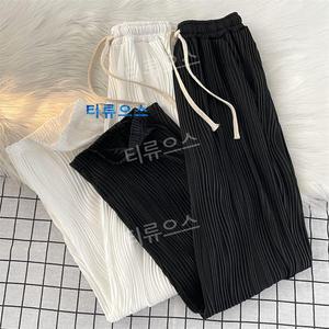 남자 플리츠팬츠 주름 통바지 여름 슬랙스 와이드 밴딩 미니멀룩 티류으스