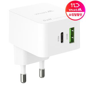 [1개+1개] 밸류엠 20W 25W USB PD PPS 고속 충전 미니 스퀘어 가정용 충전기 C타입 1포