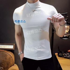 남자 반폴라 반팔 슬림핏 스판 저지 운동 순면 차이나 티 티류으스