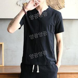 린넨 승려복 남자 삼베 모시 옷 상하의 세트 빅사이즈 생활 개량 반팔 여름 법복 절옷