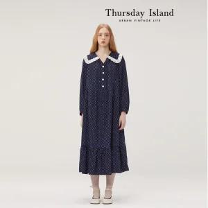 [Thursday Island] 도트 프릴 배색 원피스(T232MOP531W)