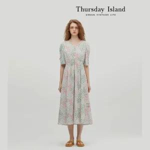 [Thursday Island] 브이넥 콩단추 원피스(T234MOP263W)