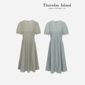 [Thursday Island] 라운드넥 배색 턱 원피스(T234MOP302W)