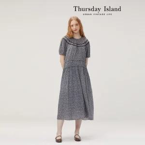 [Thursday Island] 웨이스트 셔링 원피스(T234MOP645W)