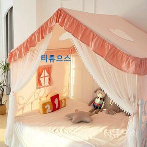 공주 캐노피 침대 모기장 프레임 커튼 80x165x150 레이스 티류으스
