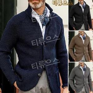 2024년 저가남자겨울니트자켓캐주얼스탠드카라니트슬림핏블레이저가을겨코트스웨비니지