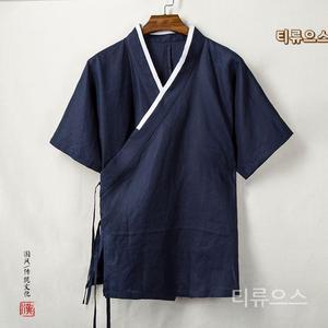 티류으스 남자 생활한복 린넨 반팔 법복 여름 개량 한복 저고리 계량 봄