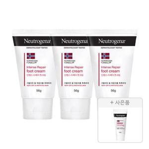 뉴트로지나 인텐스 리페어 풋크림, 56g, 3개 + 증정(시카 리페어 에멀젼, 15ml, 1개)