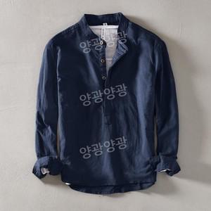 남성 린넨 긴팔 셔츠립 청년 캐주얼 루즈핏 면 마블리 맨투맨 상의