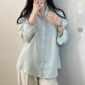여성 시어서커 스트라이프 셔츠