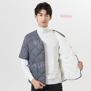 남자 반팔 패딩 경량 조끼 양면 퀼팅 누빔 기모 솜패딩 가을 겨울 골프 환절기 티류으