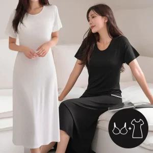 [브라캡 내장] 포인원 반팔 브라탑 원피스 2컬러