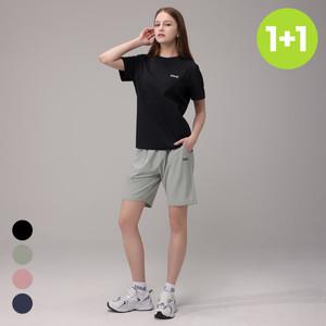 원+원 에버라스트 여성 여름 5부 반바지 스트라이프 팬츠