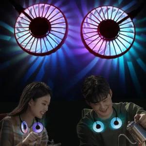 휴대용 선풍기 넥밴드 저소음 BLDC 각도 조절 냉각 쿨링 LED 넥풍기
