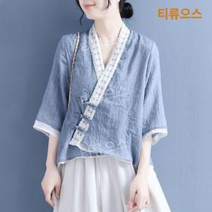 여성 여름 계량한복 퓨전 상으 절복 법복 탑 0713 0824-05