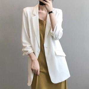 쉬폰 자켓 여름 여자 마이 의류 빅사이즈 정장 데일리 40대 50대 노카라 오버핏 0824-