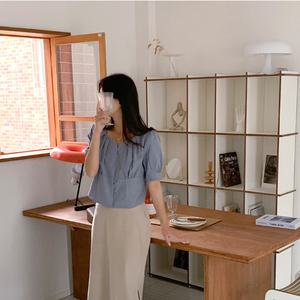 루파 하트넥 셔링 버튼 블라우스 여름 여성 반팔 데일리 출근룩 빅사이즈