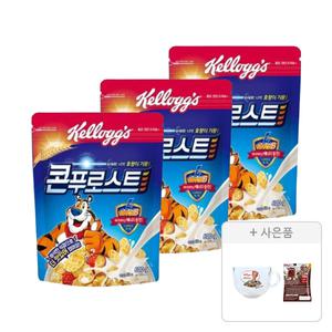 켈로그 콘푸로스트 600g, 3개+증정(유리 시리얼 볼(손잡이용), 1개+쿠키앤크림 30g, 1
