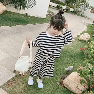 심플 줄무늬 상하복