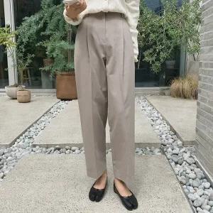 링크 와이드 코튼 팬츠 여름 여성 면바지 면 데일리룩