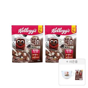 켈로그 첵스초코 쿠키앤크림 420g, 2개+증정(유리 시리얼 볼(손잡이용), 1개+쿠키앤크