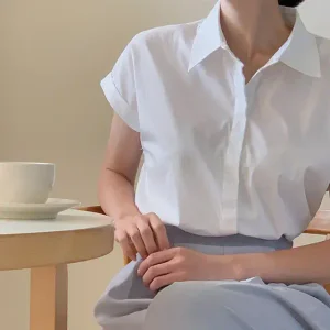 하모니 데일리 스판 롤업 반팔 셔츠 여름 여성 하객룩 출근룩