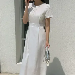 렌너 핀턱 반팔 롱 원피스 여름 여성 데일리룩 데이트룩