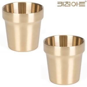 키친아트 티타늄 이중컵 2P 물컵 식당 스텐컵