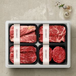 [투뿔한소] 한우 1++등급 구이정육모듬 선물세트 2호 1kg(등심200g+채끝200g+국거리300g+불고기300g)