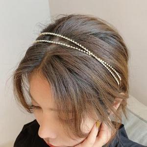 [M7] 여자 더블 헤어밴드 금색 스트랩 일산 머리띠