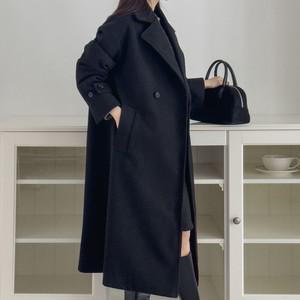 여자 겨울 연말룩 더블버튼 박시 키큰녀 검정 롱코트