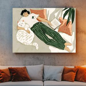 힐링포스터 그림 캔버스액자 거실 휴식 편안 포근 힐링 평온 따뜻 쉼 가정 화목 인테리어 식물 동물